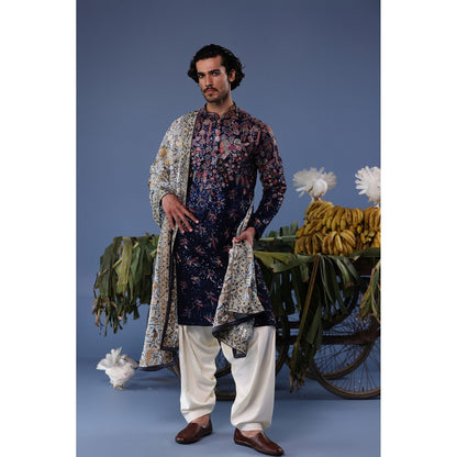 KALPRAAG Black Viscose Embroidered Kurta with Salwar and Dupatta