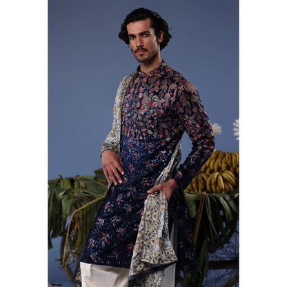 KALPRAAG Black Viscose Embroidered Kurta with Salwar and Dupatta