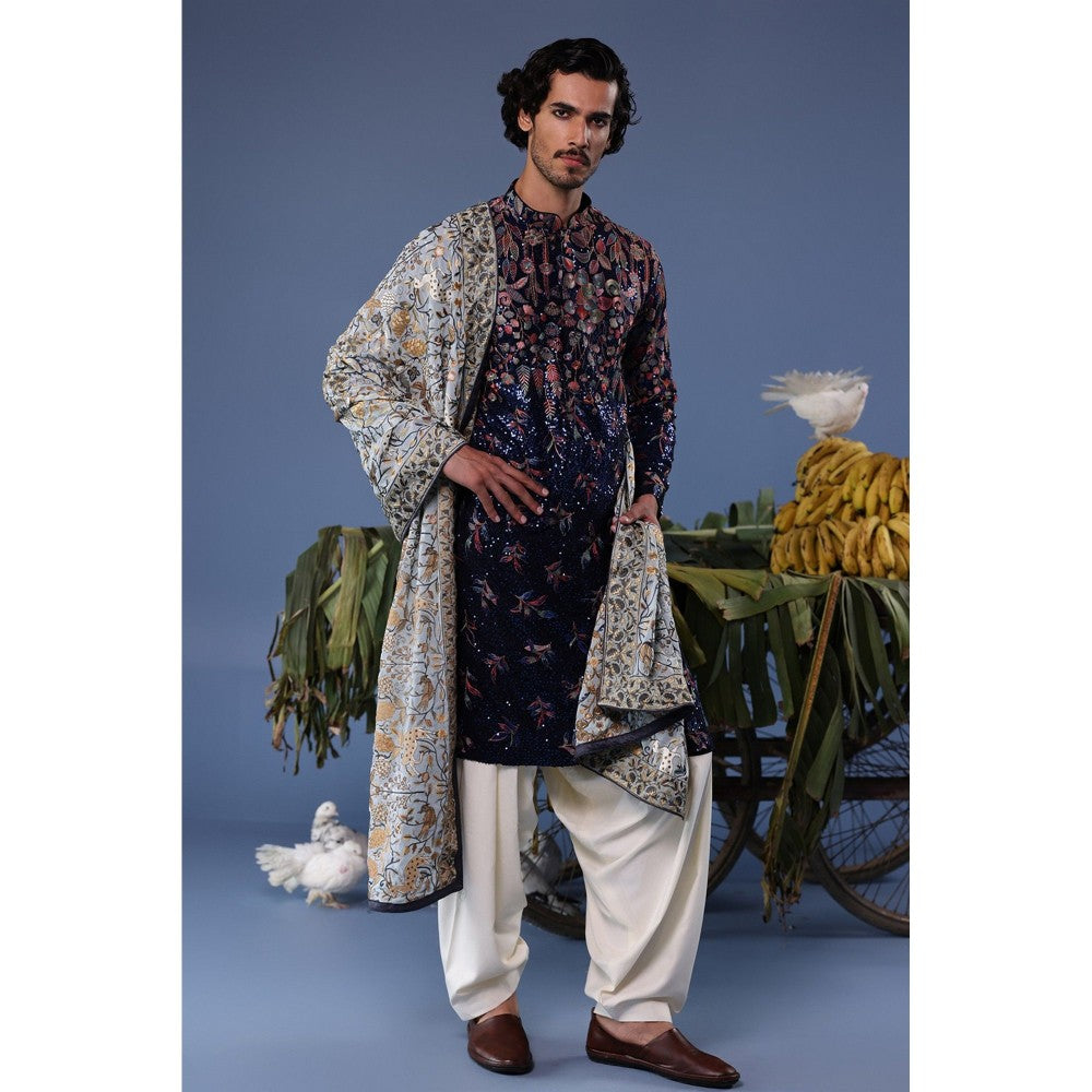 KALPRAAG Black Viscose Embroidered Kurta with Salwar and Dupatta