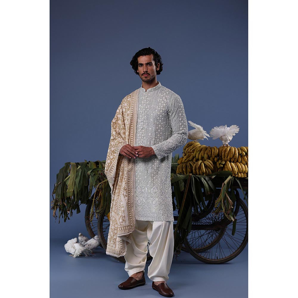 KALPRAAG Blue Viscose Embroidered Kurta with Salwar and Dupatta