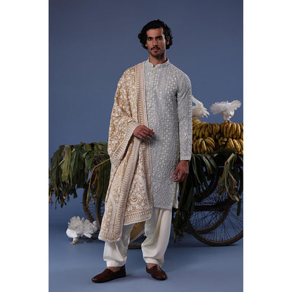 KALPRAAG Blue Viscose Embroidered Kurta with Salwar and Dupatta