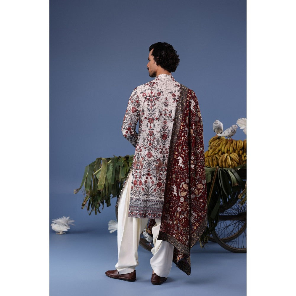 KALPRAAG Ivory Viscose Embroidered Kurta with Salwar and Dupatta
