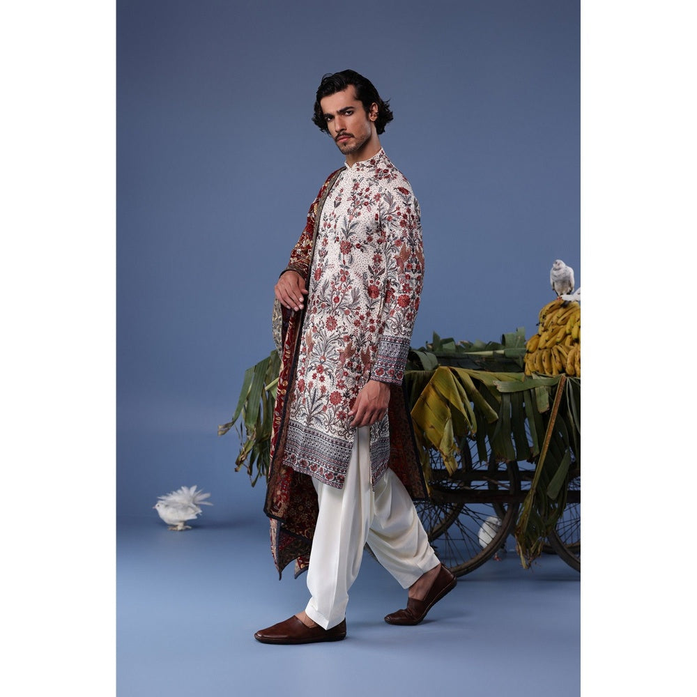 KALPRAAG Ivory Viscose Embroidered Kurta with Salwar and Dupatta