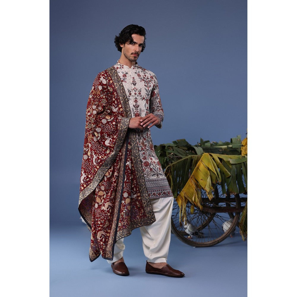 KALPRAAG Ivory Viscose Embroidered Kurta with Salwar and Dupatta