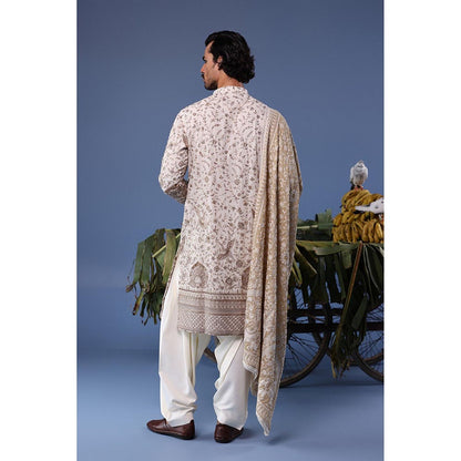 KALPRAAG Ivory Viscose Embroidered Kurta with Salwar and Dupatta