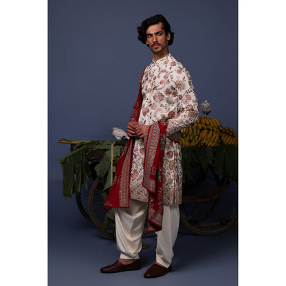 KALPRAAG Ivory Viscose Embroidered Kurta with Salwar and Dupatta