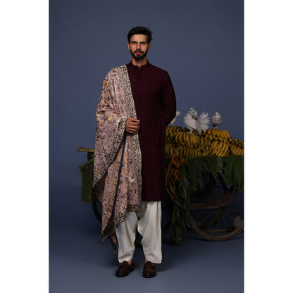 KALPRAAG Wine Viscose Embroidered Kurta with Salwar and Dupatta