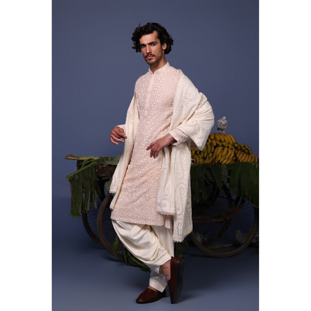 KALPRAAG Pink Viscose Embroidered Kurta with Salwar and Dupatta