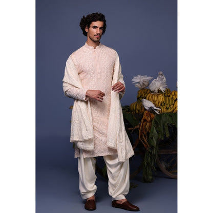 KALPRAAG Pink Viscose Embroidered Kurta with Salwar and Dupatta