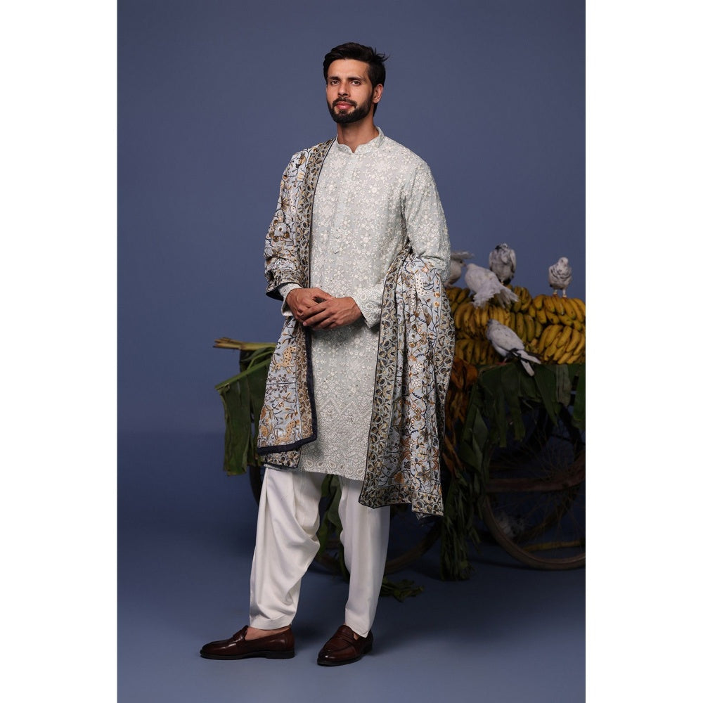 KALPRAAG Blue Viscose Embroidered Kurta with Salwar and Dupatta
