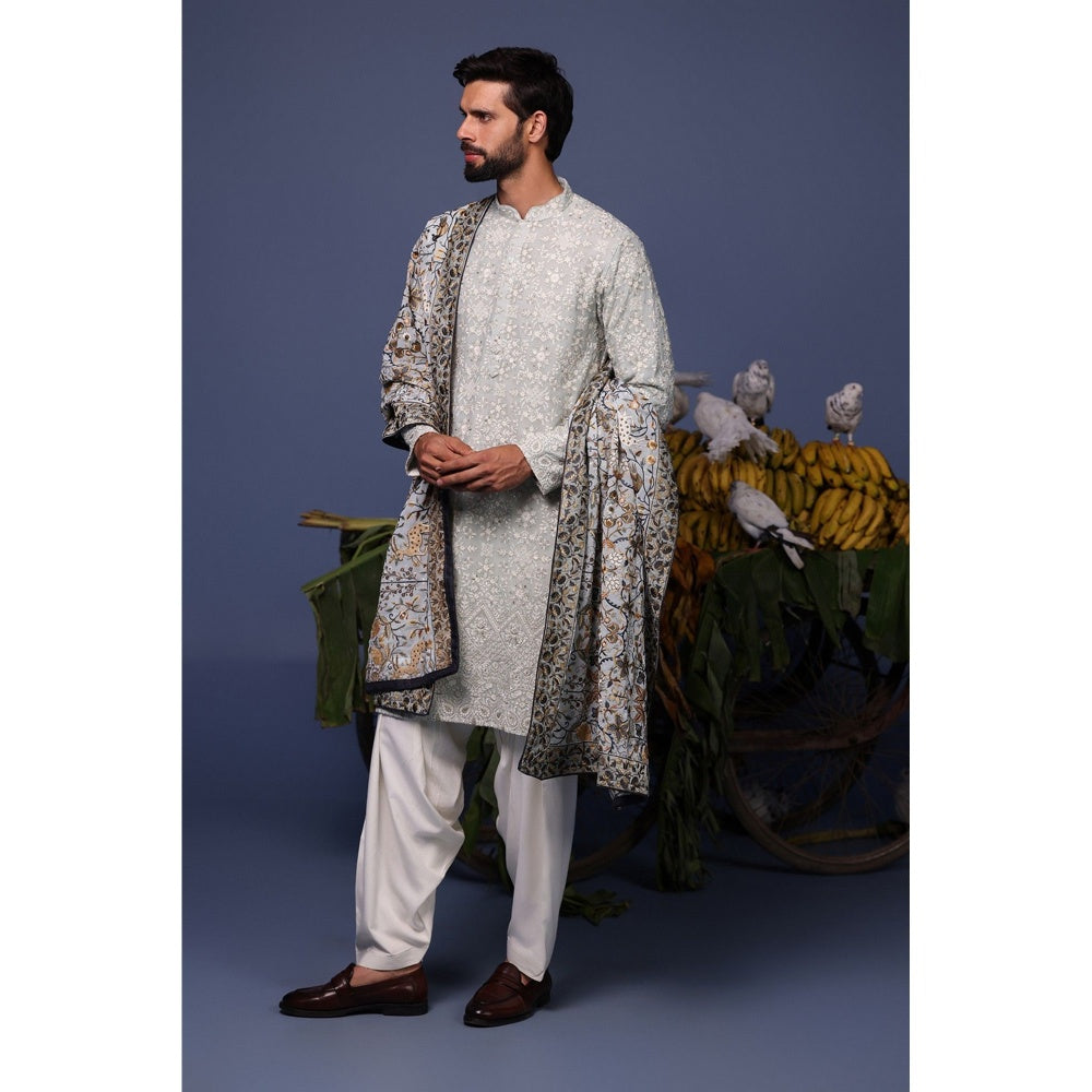 KALPRAAG Blue Viscose Embroidered Kurta with Salwar and Dupatta