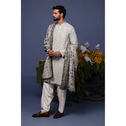 KALPRAAG Blue Viscose Embroidered Kurta with Salwar and Dupatta