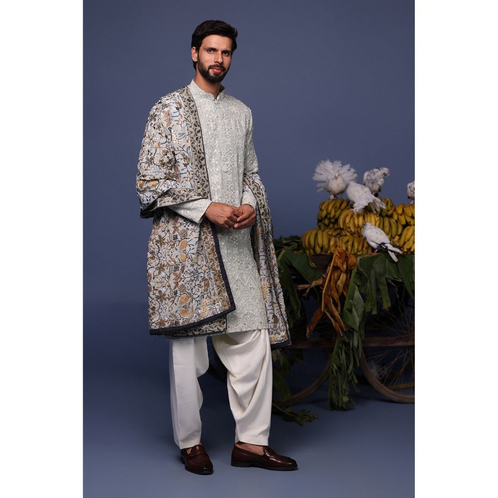 KALPRAAG Blue Viscose Embroidered Kurta with Salwar and Dupatta