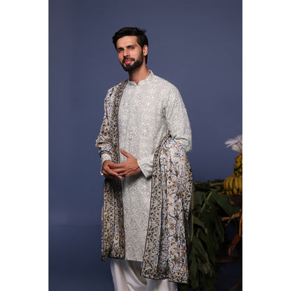 KALPRAAG Blue Viscose Embroidered Kurta with Salwar and Dupatta
