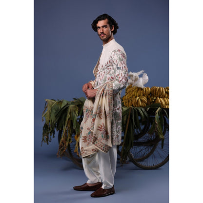 KALPRAAG Ivory Viscose Embroidered Kurta with Salwar and Dupatta