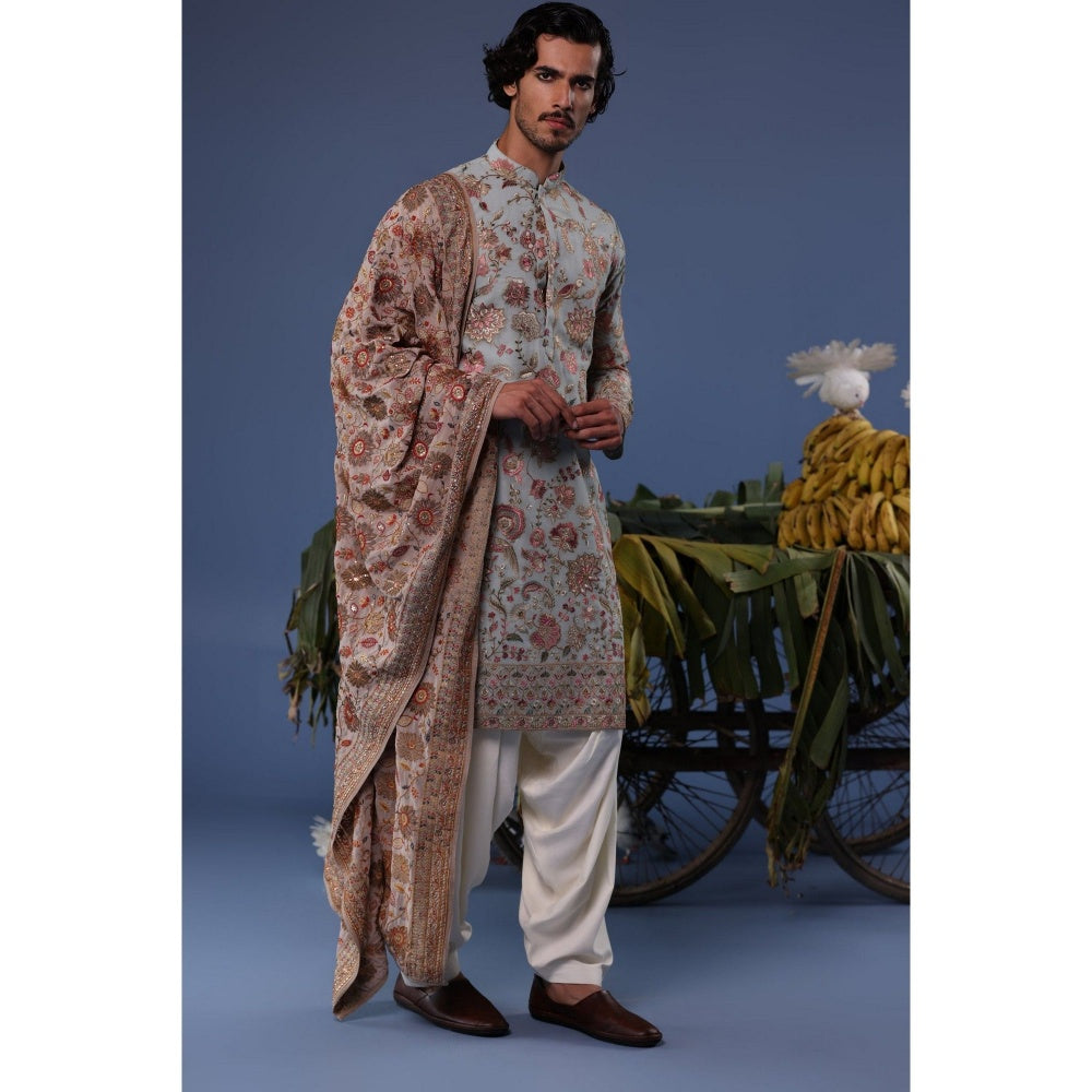 KALPRAAG Blue Viscose Embroidered Kurta with Salwar and Dupatta