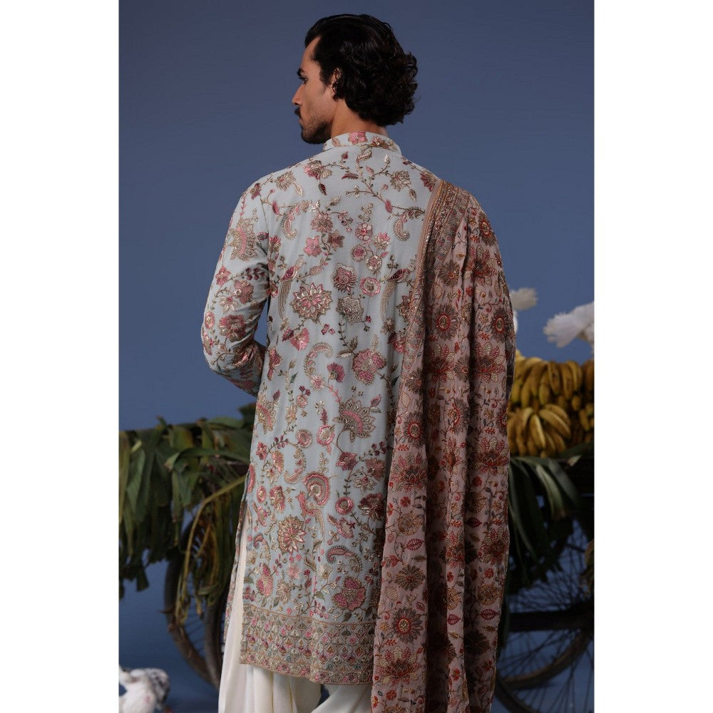 KALPRAAG Blue Viscose Embroidered Kurta with Salwar and Dupatta