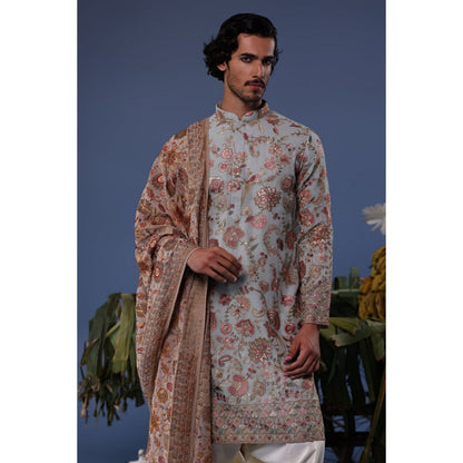 KALPRAAG Blue Viscose Embroidered Kurta with Salwar and Dupatta