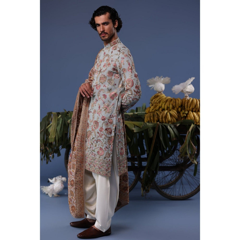 KALPRAAG Blue Viscose Embroidered Kurta with Salwar and Dupatta