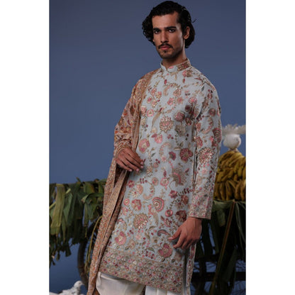 KALPRAAG Blue Viscose Embroidered Kurta with Salwar and Dupatta