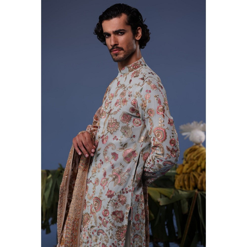 KALPRAAG Blue Viscose Embroidered Kurta with Salwar and Dupatta