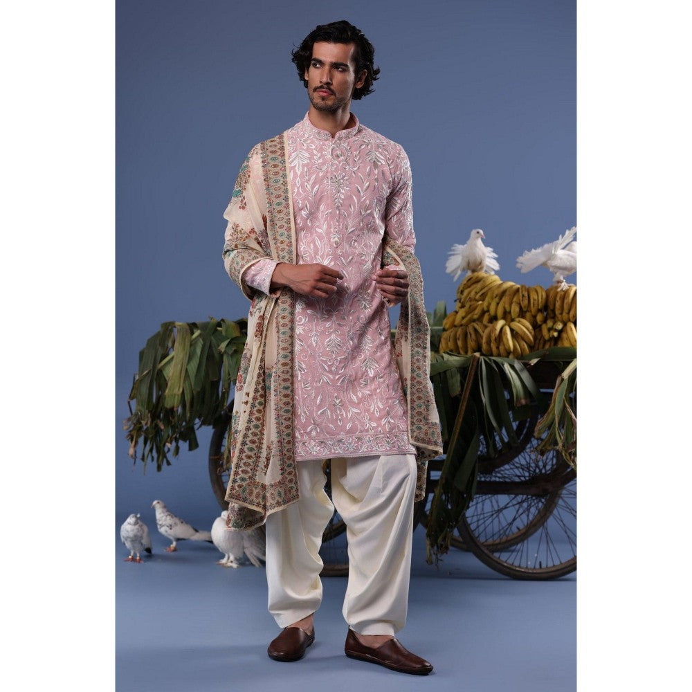 KALPRAAG Pink Viscose Embroidered Kurta with Salwar and Dupatta