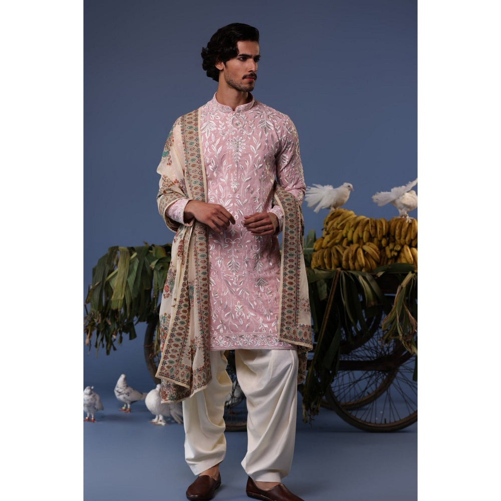 KALPRAAG Pink Viscose Embroidered Kurta with Salwar and Dupatta