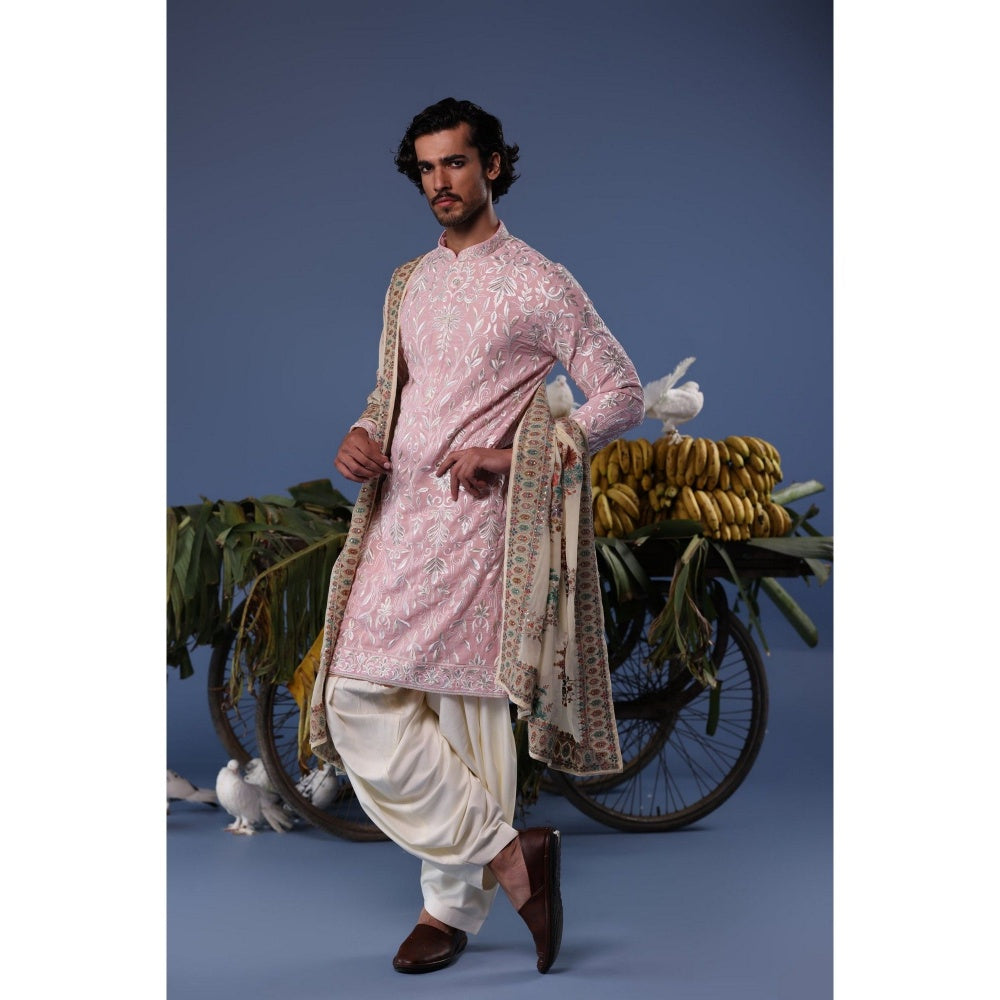 KALPRAAG Pink Viscose Embroidered Kurta with Salwar and Dupatta