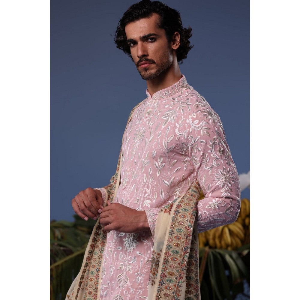 KALPRAAG Pink Viscose Embroidered Kurta with Salwar and Dupatta