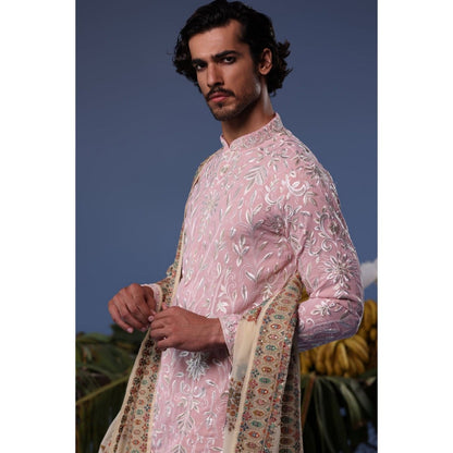 KALPRAAG Pink Viscose Embroidered Kurta with Salwar and Dupatta