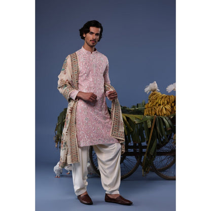 KALPRAAG Pink Viscose Embroidered Kurta with Salwar and Dupatta