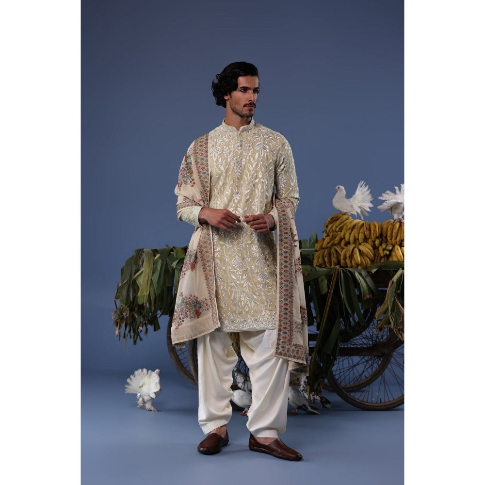 KALPRAAG Green Viscose Embroidered Kurta with Salwar and Dupatta