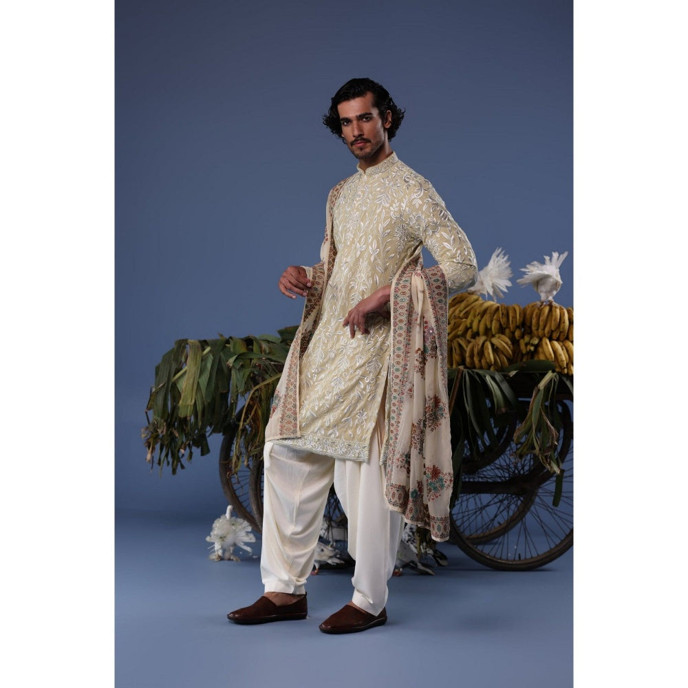 KALPRAAG Green Viscose Embroidered Kurta with Salwar and Dupatta