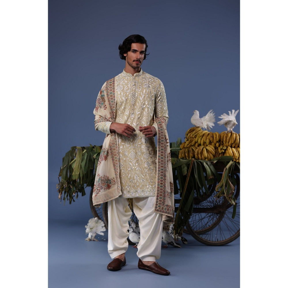 KALPRAAG Green Viscose Embroidered Kurta with Salwar and Dupatta