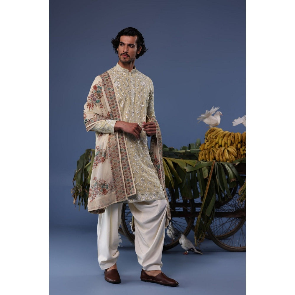 KALPRAAG Green Viscose Embroidered Kurta with Salwar and Dupatta