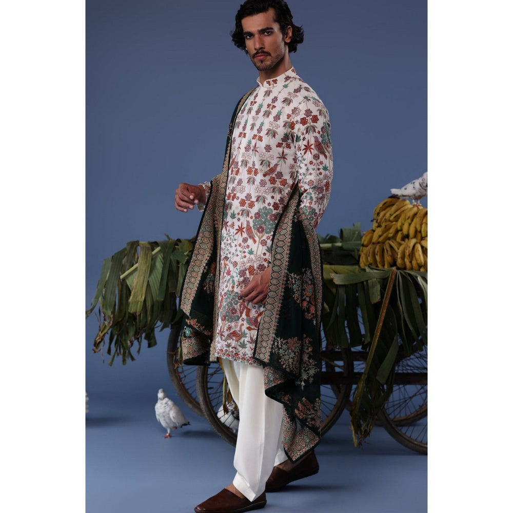 KALPRAAG Ivory Viscose Embroidered Kurta with Salwar and Dupatta