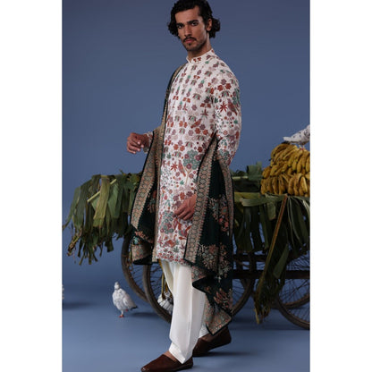 KALPRAAG Ivory Viscose Embroidered Kurta with Salwar and Dupatta