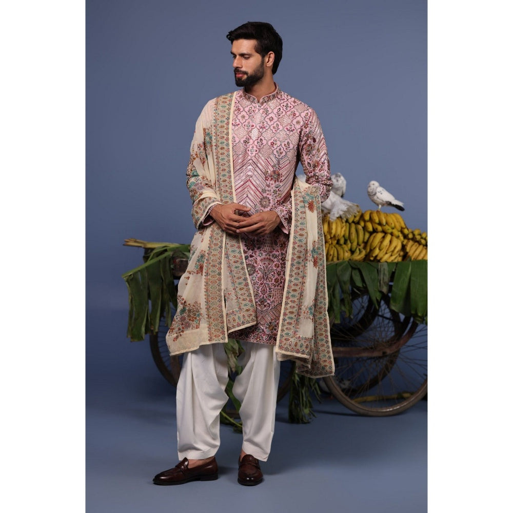 KALPRAAG Pink Viscose Embroidered Kurta with Salwar and Dupatta
