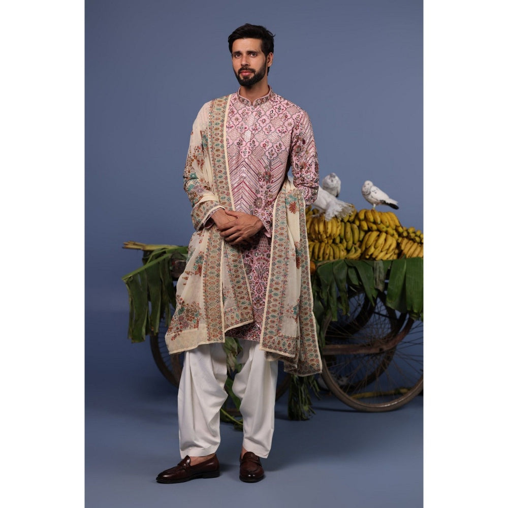 KALPRAAG Pink Viscose Embroidered Kurta with Salwar and Dupatta