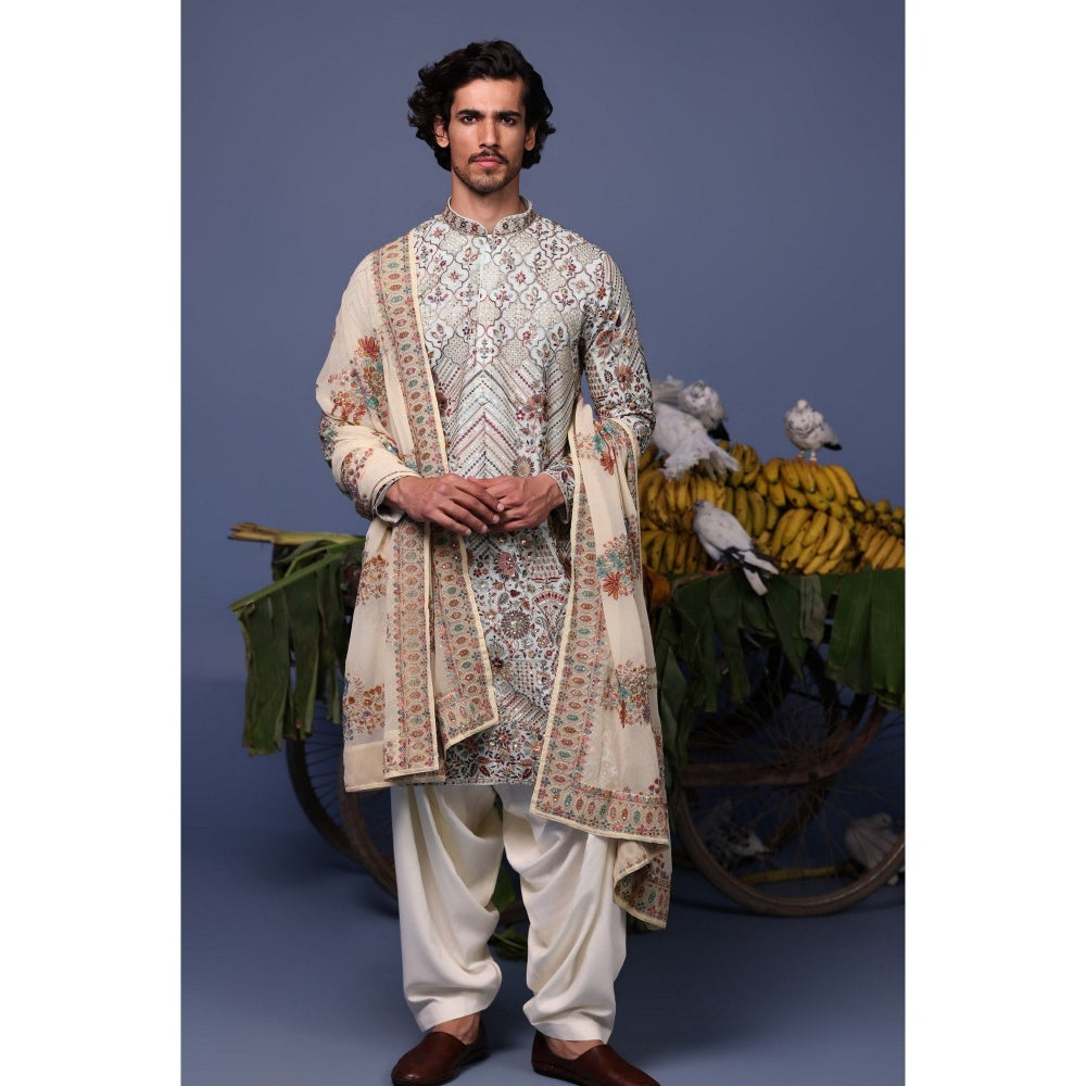 KALPRAAG Blue Viscose Embroidered Kurta with Salwar and Dupatta