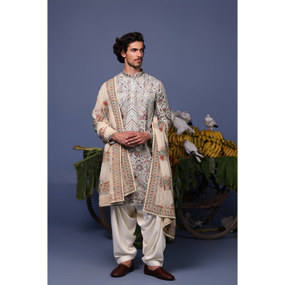KALPRAAG Blue Viscose Embroidered Kurta with Salwar and Dupatta