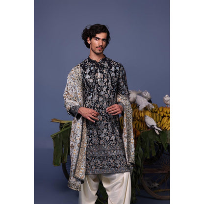 KALPRAAG Navy Blue Viscose Embroidered Kurta with Salwar and Dupatta