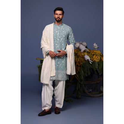 KALPRAAG Blue Viscose Embroidered Kurta with Salwar and Dupatta