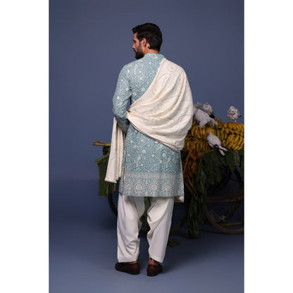 KALPRAAG Blue Viscose Embroidered Kurta with Salwar and Dupatta