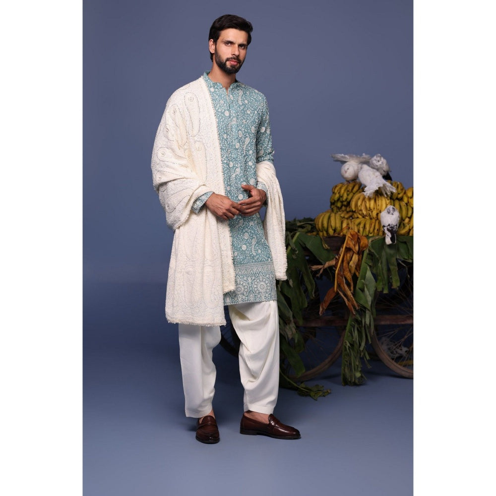 KALPRAAG Blue Viscose Embroidered Kurta with Salwar and Dupatta