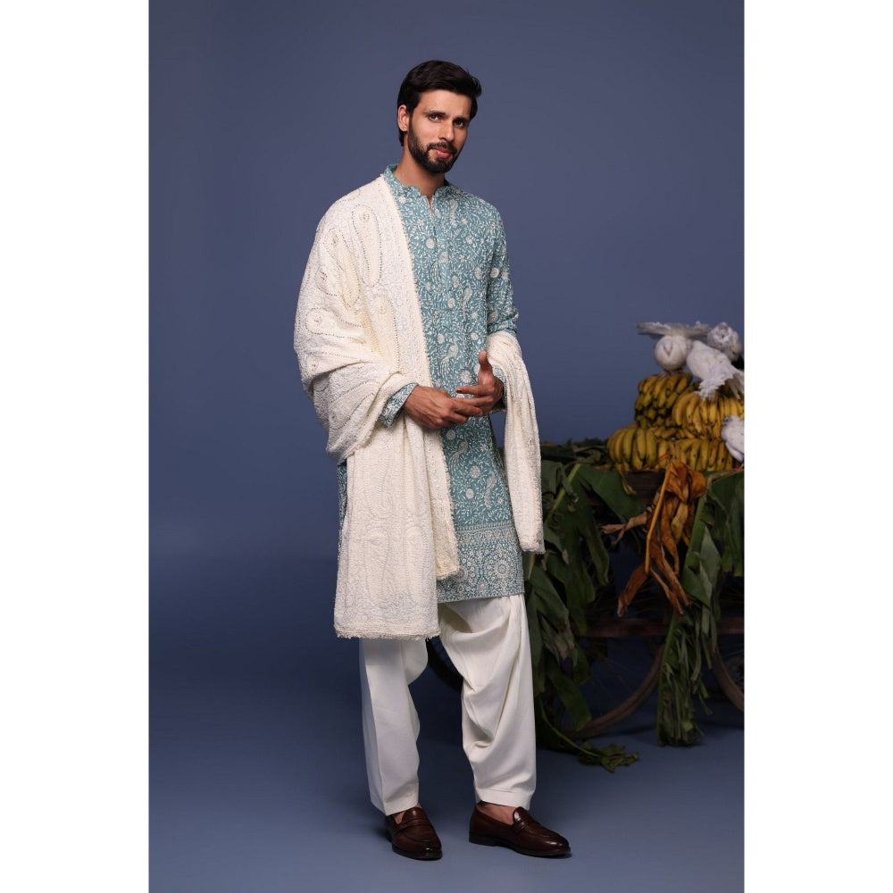 KALPRAAG Blue Viscose Embroidered Kurta with Salwar and Dupatta