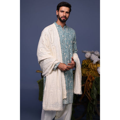 KALPRAAG Blue Viscose Embroidered Kurta with Salwar and Dupatta