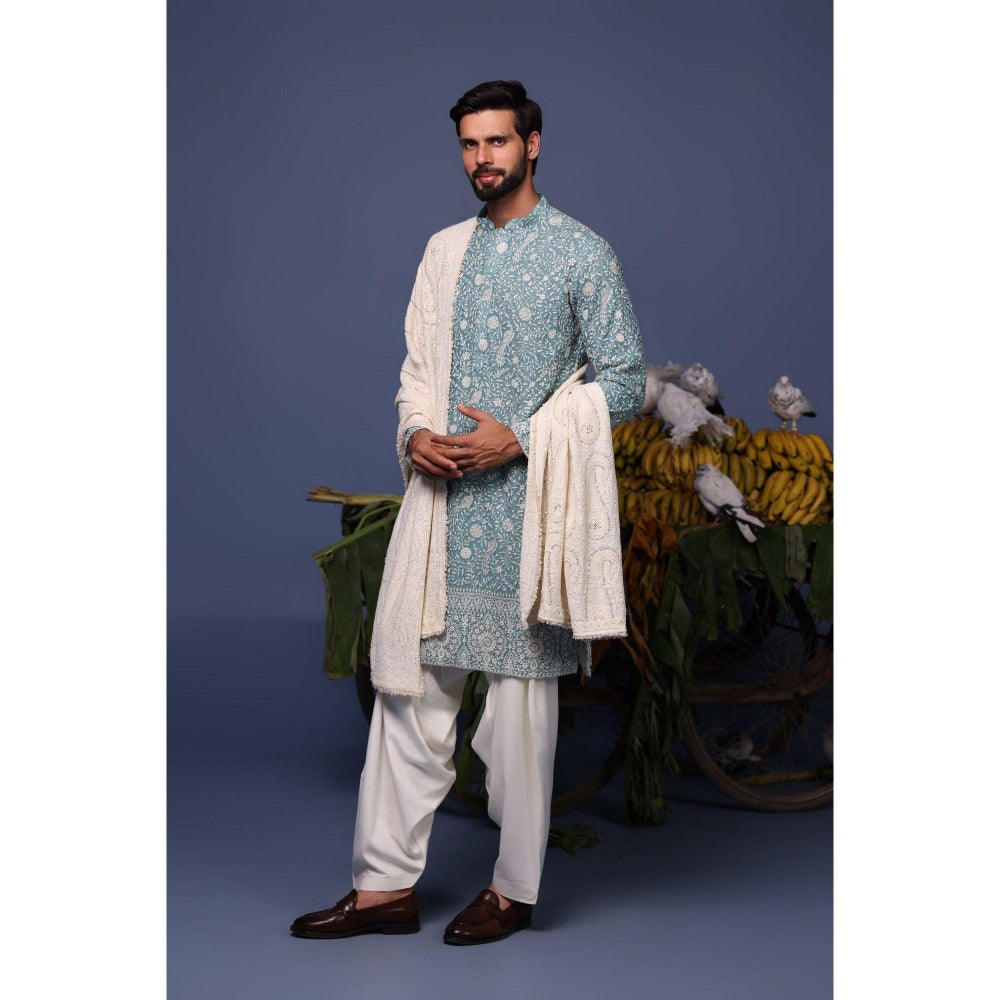 KALPRAAG Blue Viscose Embroidered Kurta with Salwar and Dupatta