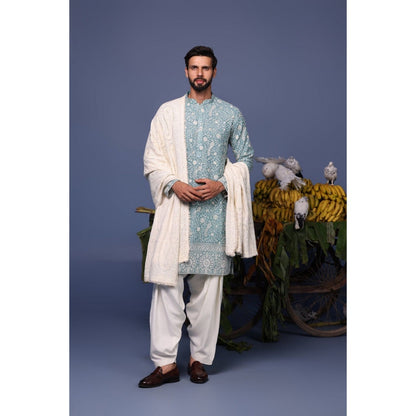 KALPRAAG Blue Viscose Embroidered Kurta with Salwar and Dupatta