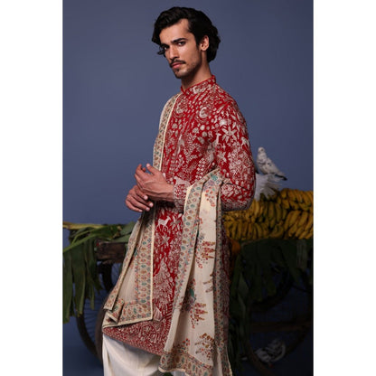 KALPRAAG Maroon Viscose Embroidered Kurta with Salwar and Dupatta